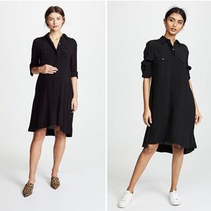 Hatch Maternity Dress Womens 2 Medium Black The Shirt Shirtdress Crepe Popover